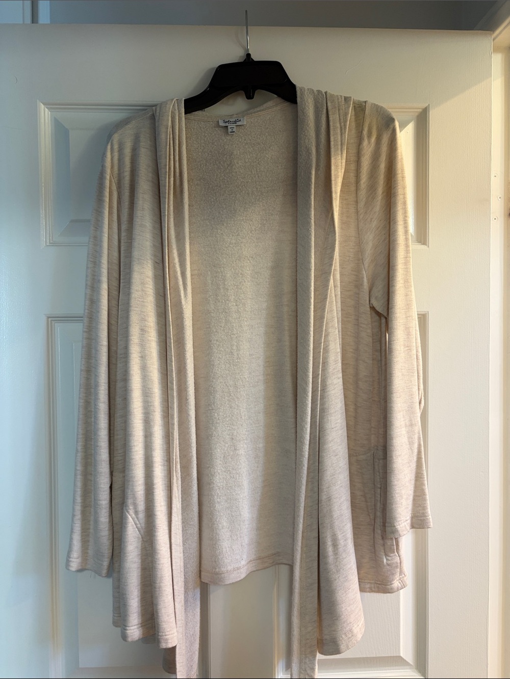 Splendid Light Cream Draped Open-Front Cardigan